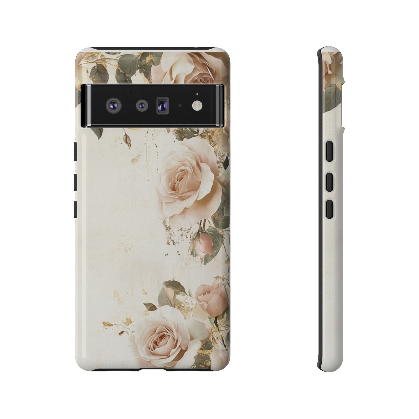Antique Floral Tough Phone Case - Elegant Rose Design