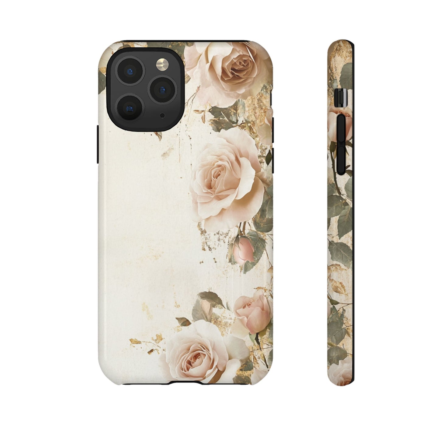 Antique Floral Tough Phone Case - Elegant Rose Design