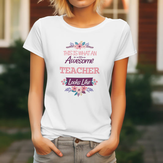 Awesome Teacher Women's Softstyle Tee - Inspirational Gift for Educators, T-shirt for Teachers