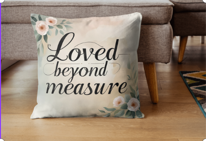 Inspirational Quote Floral Throw Pillow Religious Decor Scripture Inspiration Room Accent Pink Green - Love Beyond Measure