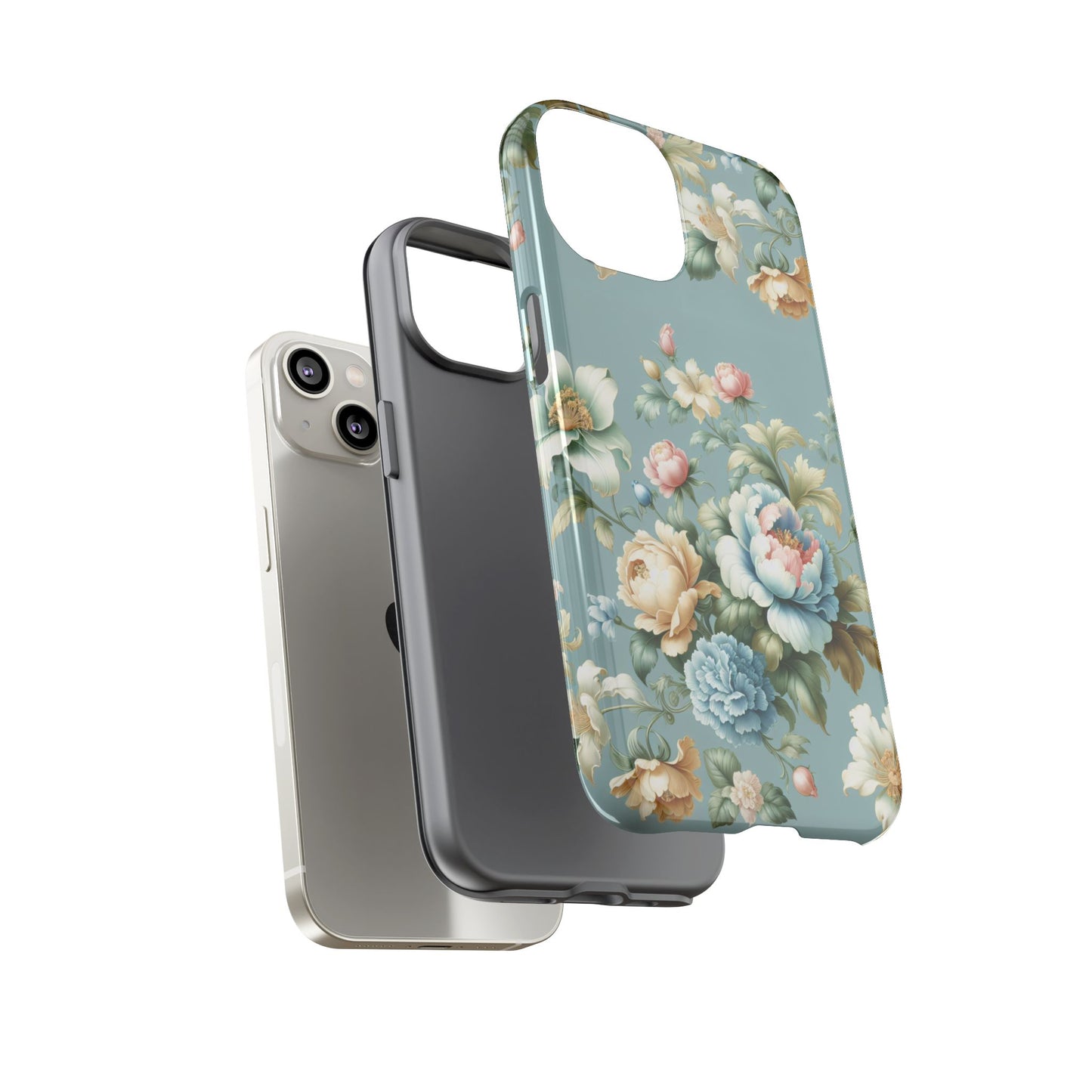 Floral Tough Phone Case - Elegant Flower Pattern, Durable Protection