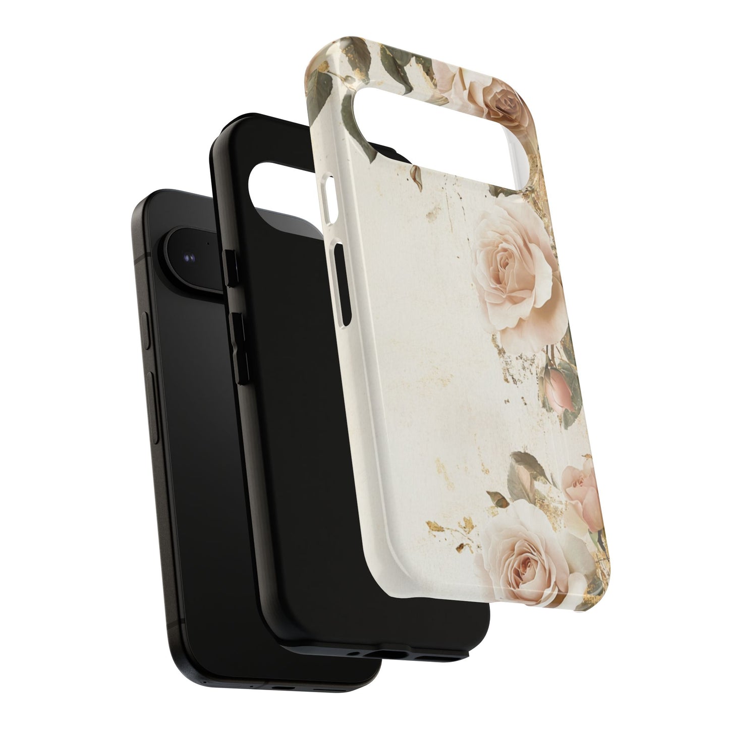 Antique Floral Tough Phone Case - Elegant Rose Design