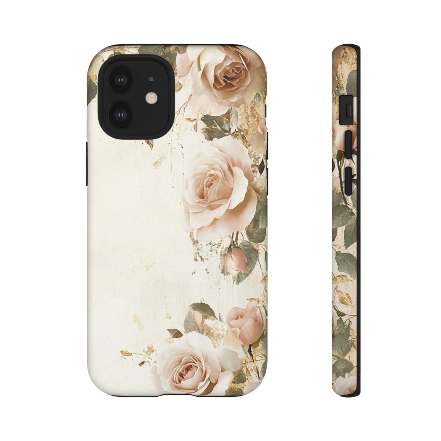 Antique Floral Tough Phone Case - Elegant Rose Design