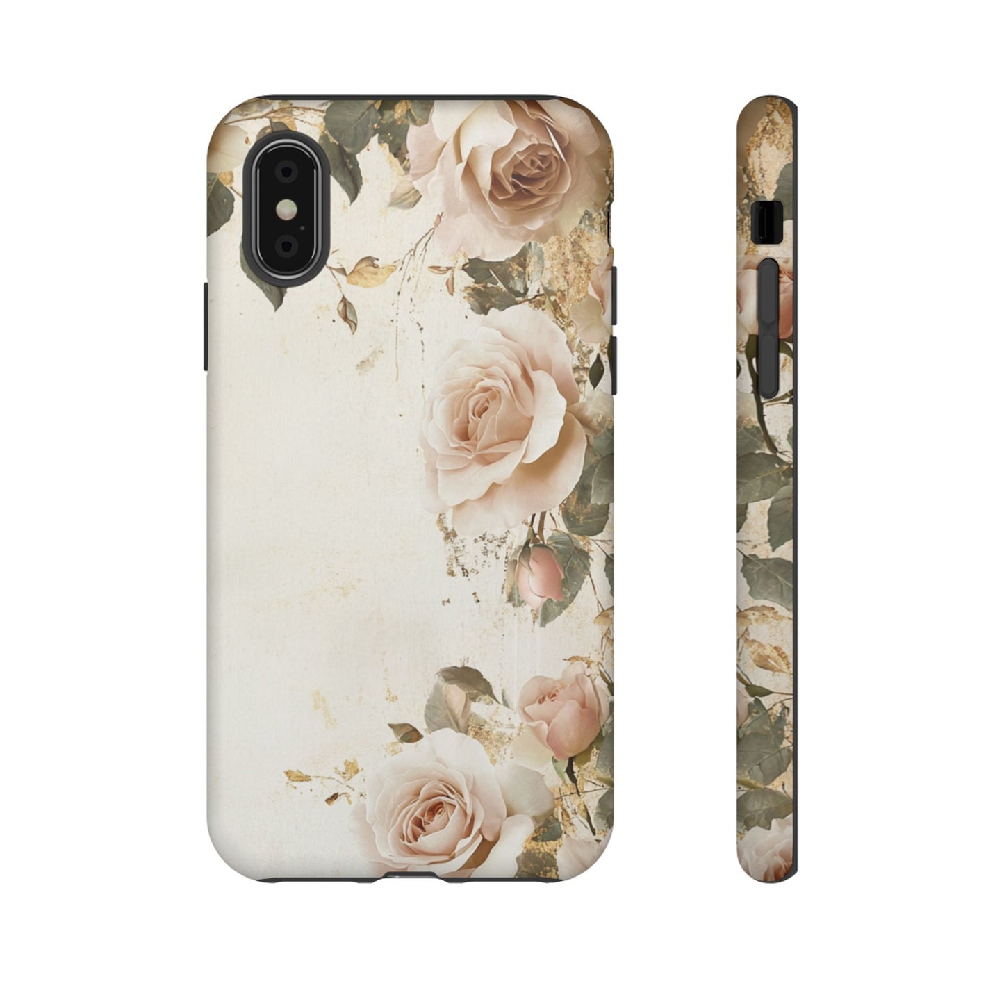 Antique Floral Tough Phone Case - Elegant Rose Design