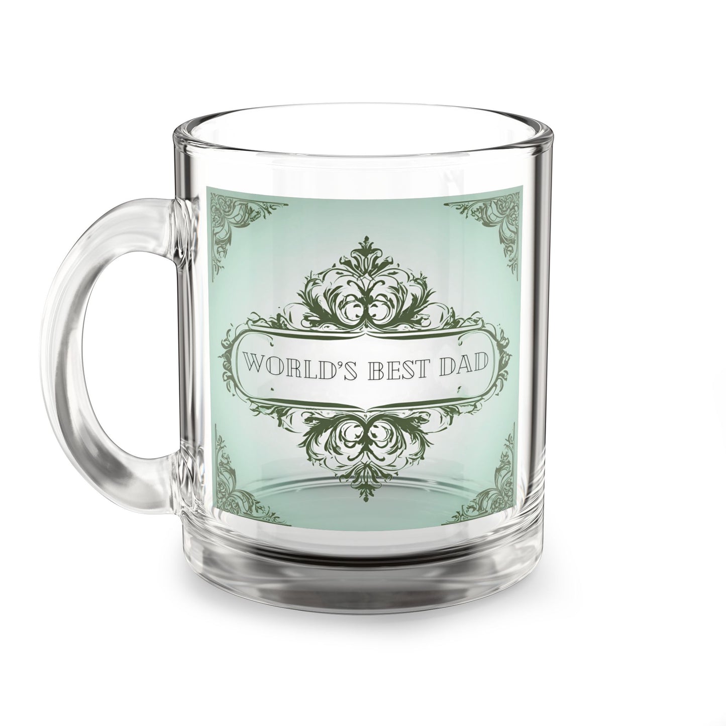 World's Best Dad Personalized Glass Mug, Gift for Father's Day, Unique Drinkware, Birthday, Classical Elegance