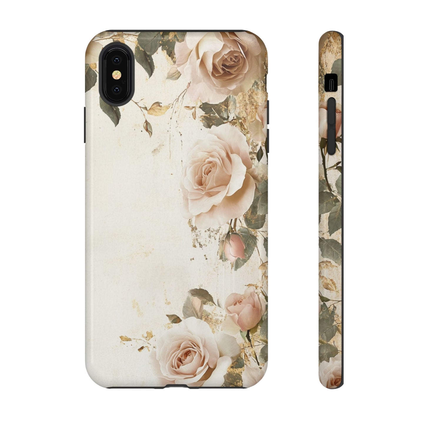 Antique Floral Tough Phone Case - Elegant Rose Design