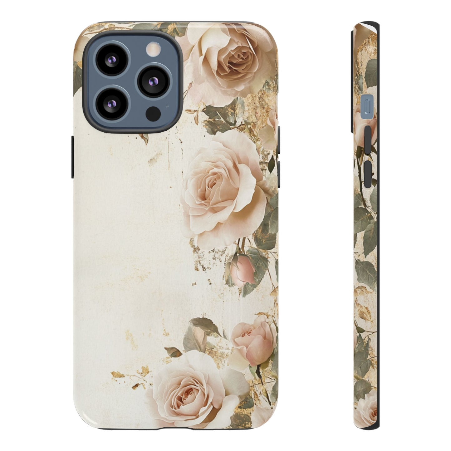 Antique Floral Tough Phone Case - Elegant Rose Design