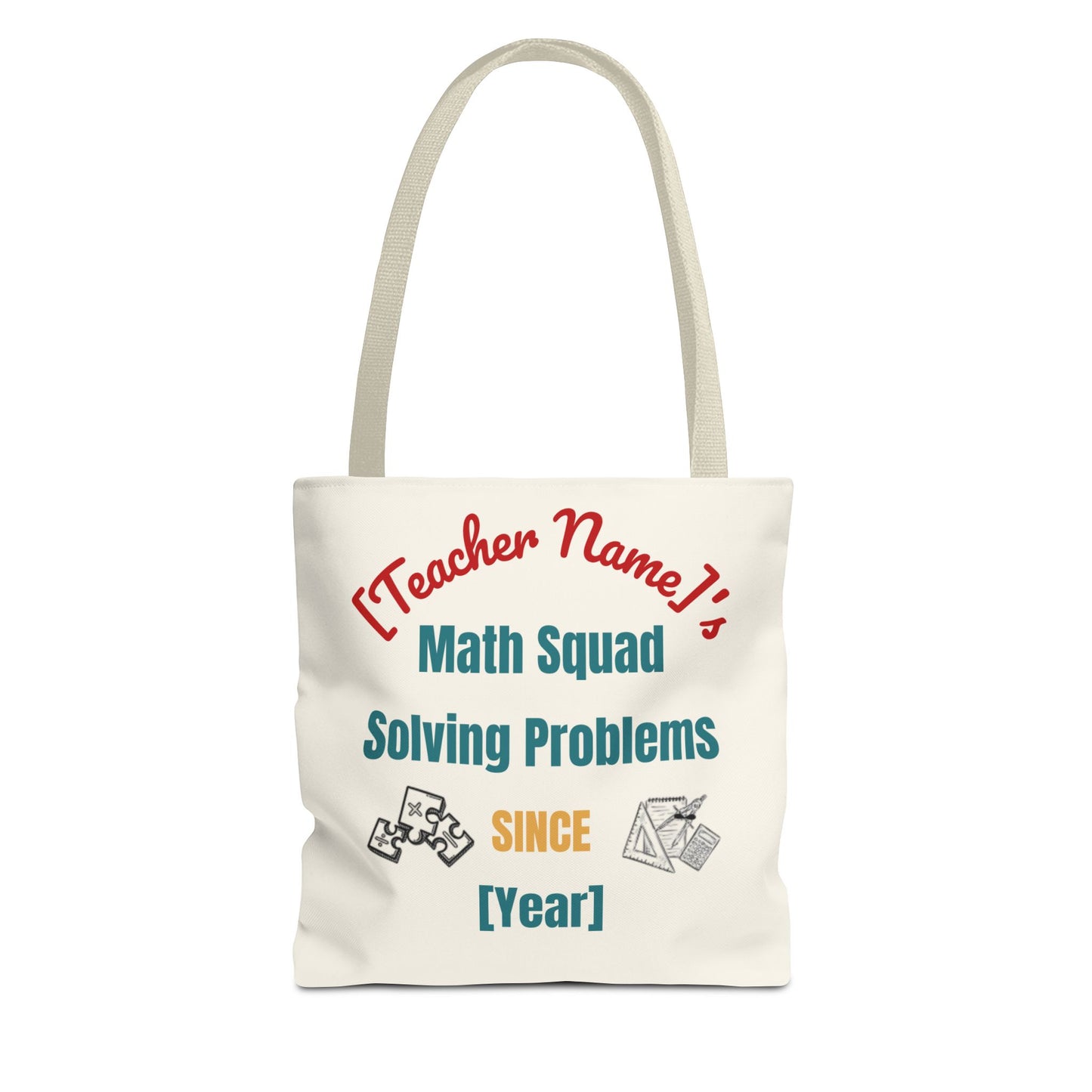 Personalized Teacher Tote Bag, Math Squad Bag, School Supply Tote, Gift for Teachers, Classroom Essentials, Teacher Appreciation