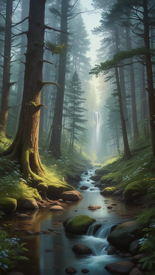 #34 Creek Cascading Through Woods