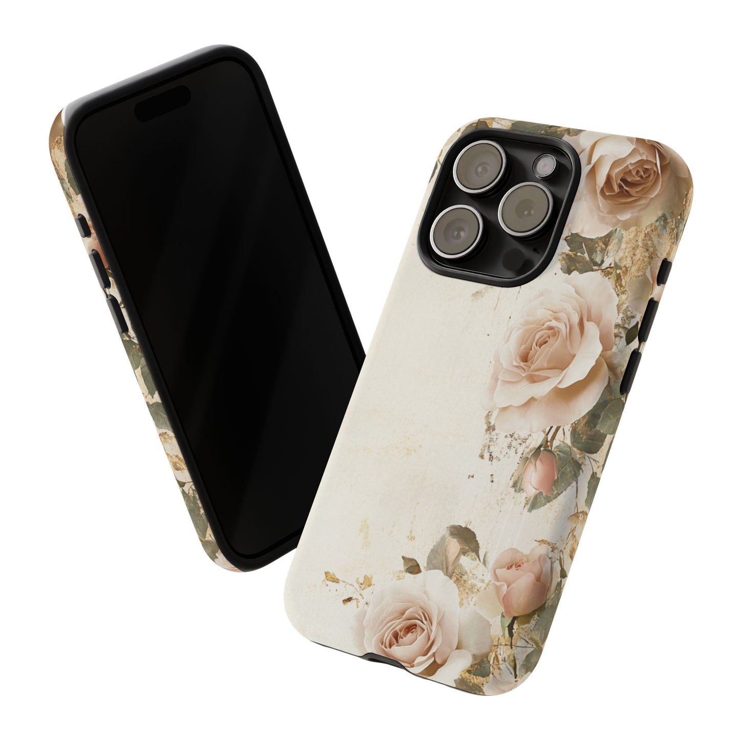 Antique Floral Tough Phone Case - Elegant Rose Design