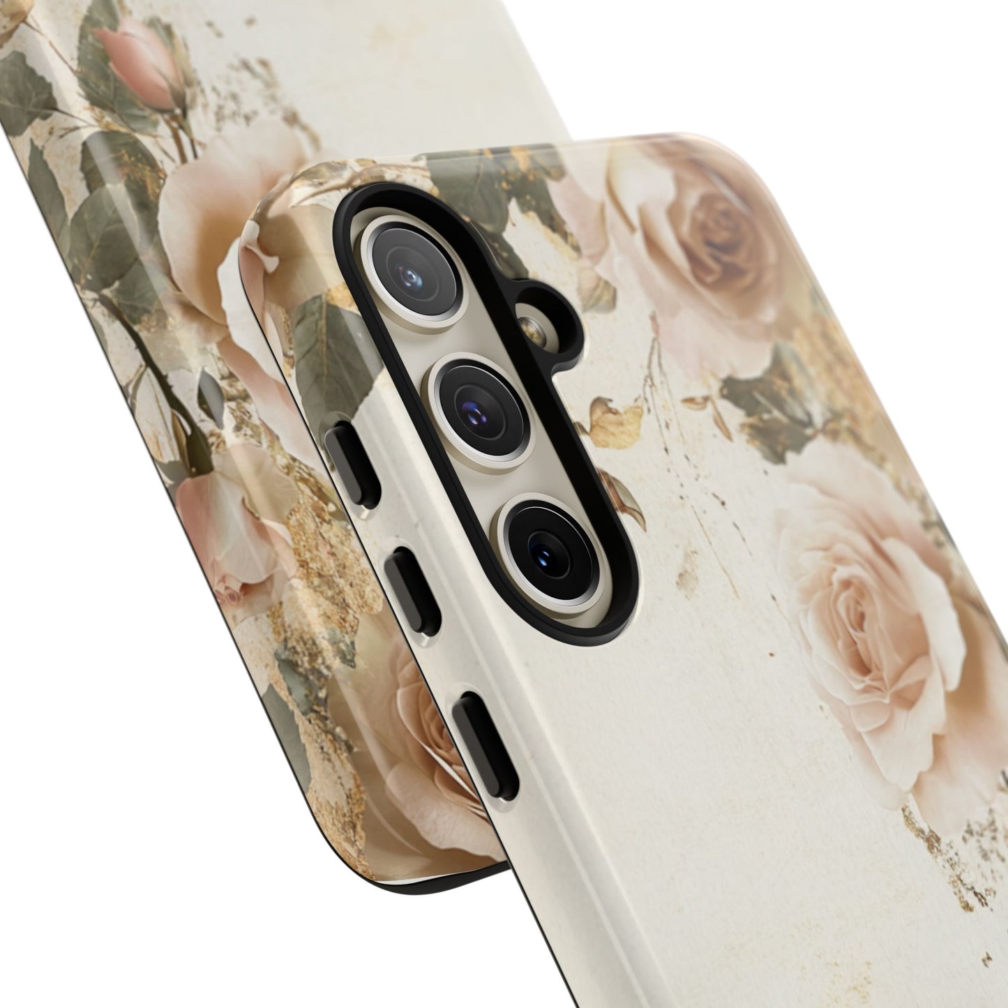 Antique Floral Tough Phone Case - Elegant Rose Design