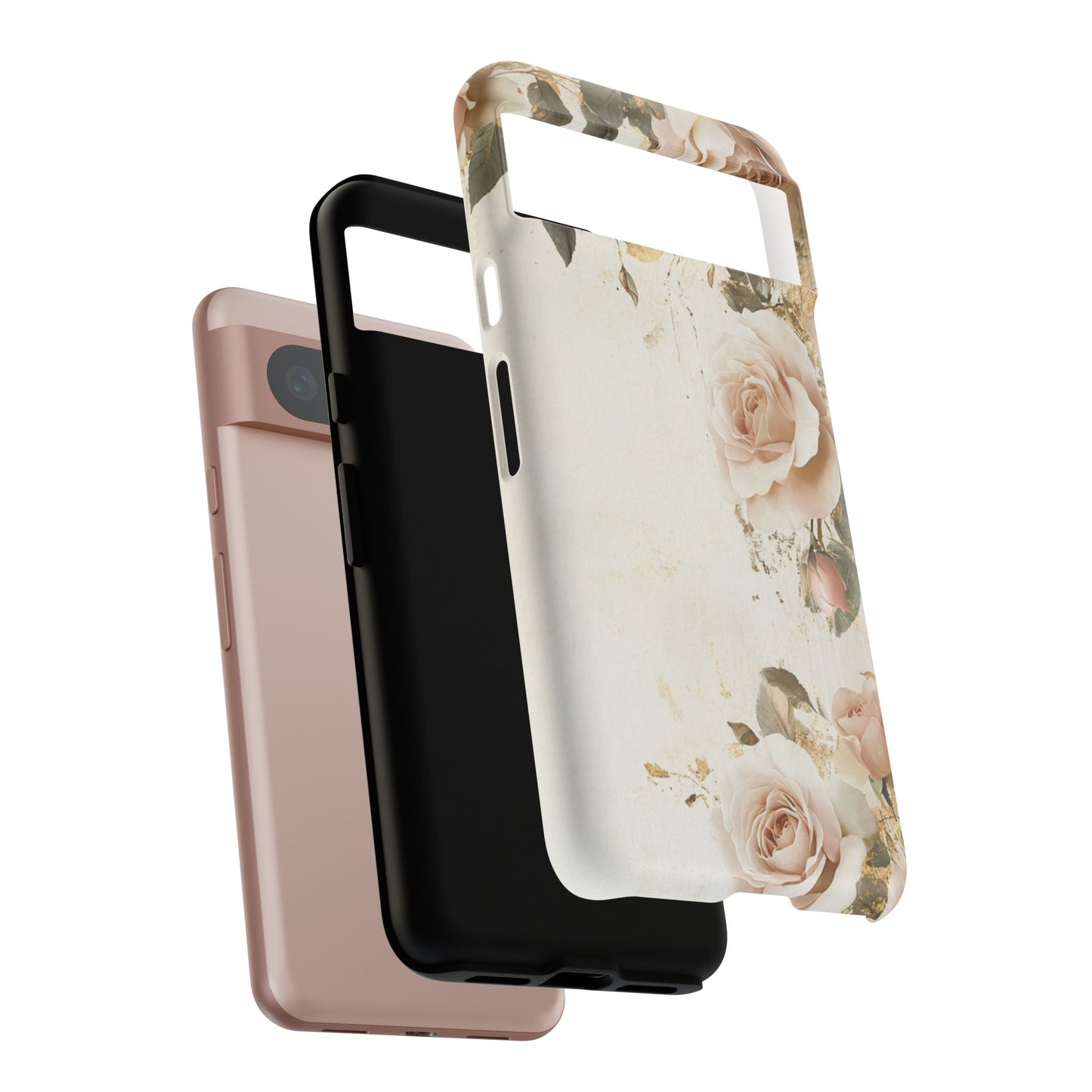 Antique Floral Tough Phone Case - Elegant Rose Design