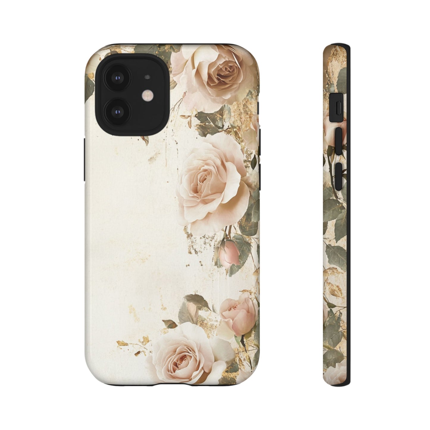 Antique Floral Tough Phone Case - Elegant Rose Design