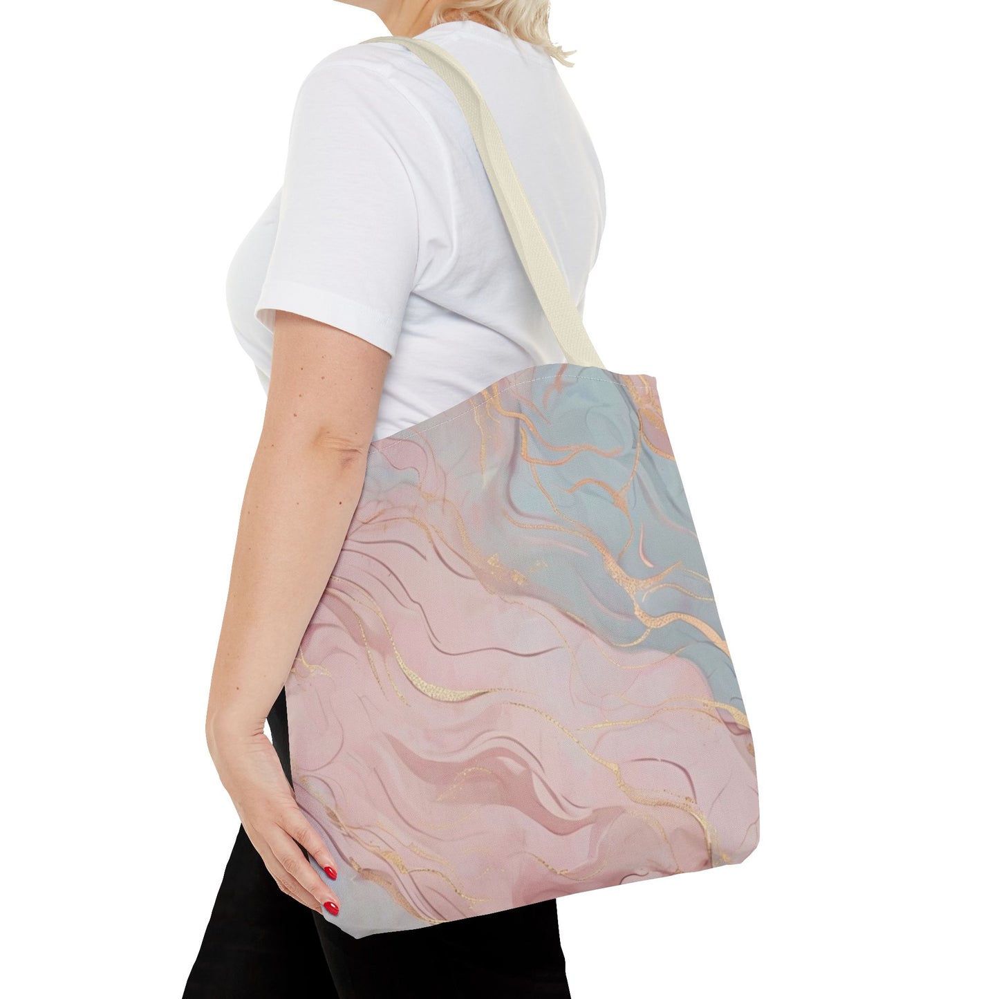 Elegant Abstract Tote Bag - Stylish Pink and Blue Design for Everyday Use