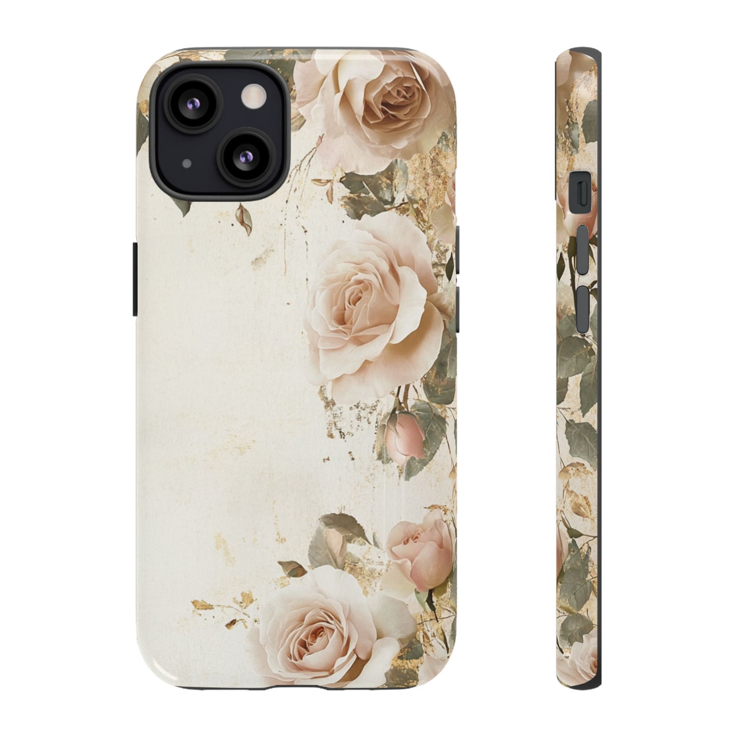 Antique Floral Tough Phone Case - Elegant Rose Design