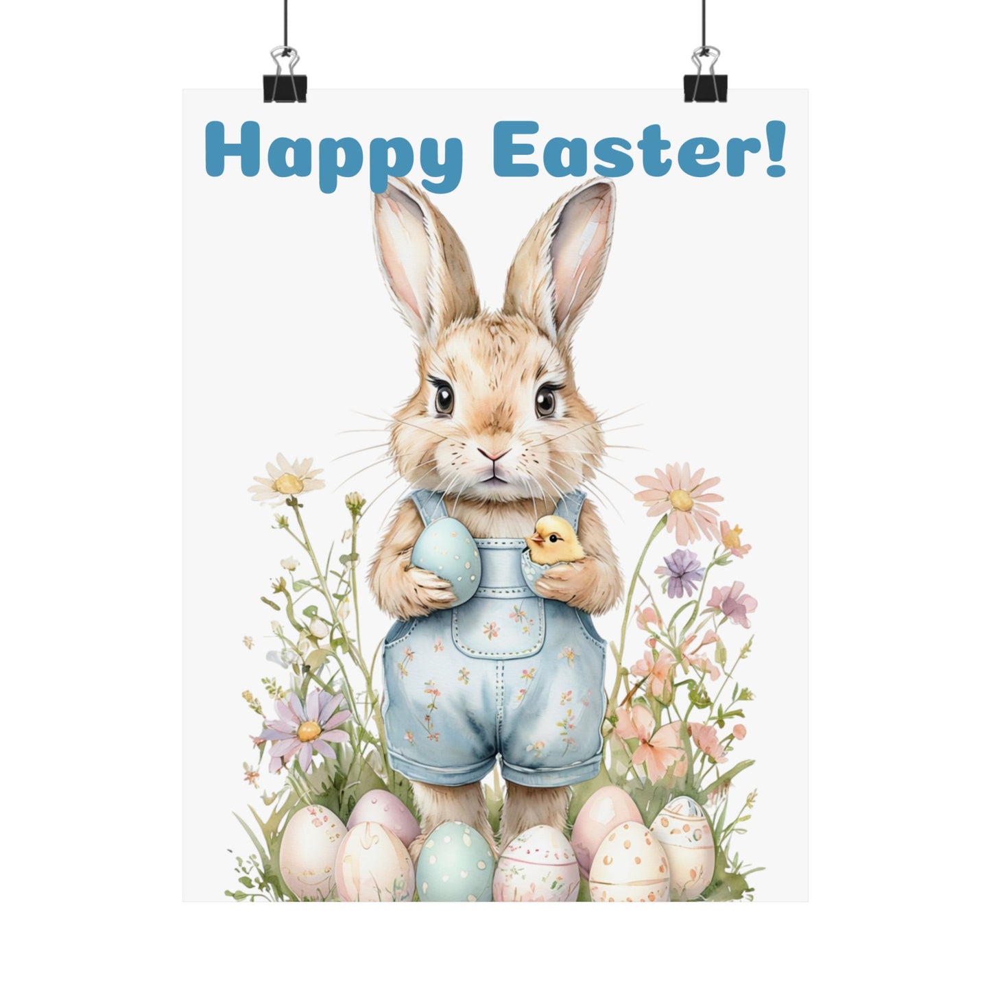 Happy Easter Bunny Poster - Matte Vertical Wall Art for Spring Decor