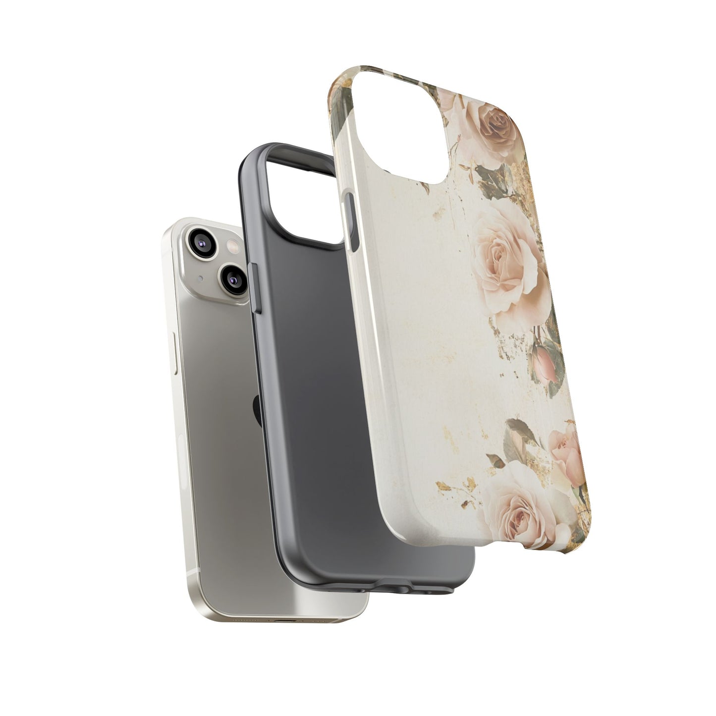 Antique Floral Tough Phone Case - Elegant Rose Design