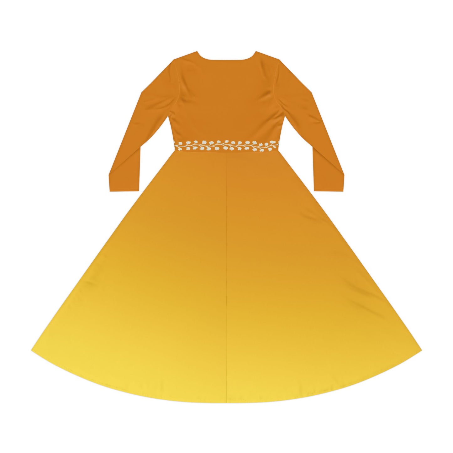 Dance Dress Topaz Ombre Long Sleeve Fall Winter Midi Formal or Casual White Vine Detail Modest Elegant