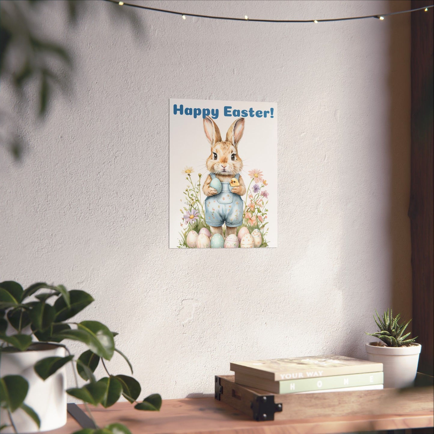 Happy Easter Bunny Poster - Matte Vertical Wall Art for Spring Decor