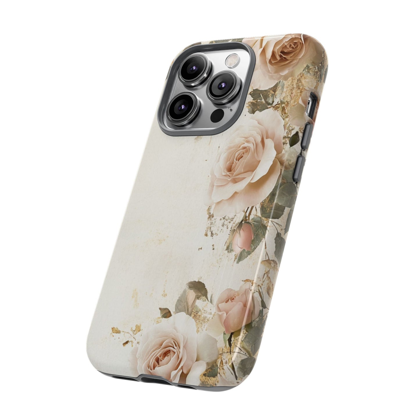 Antique Floral Tough Phone Case - Elegant Rose Design