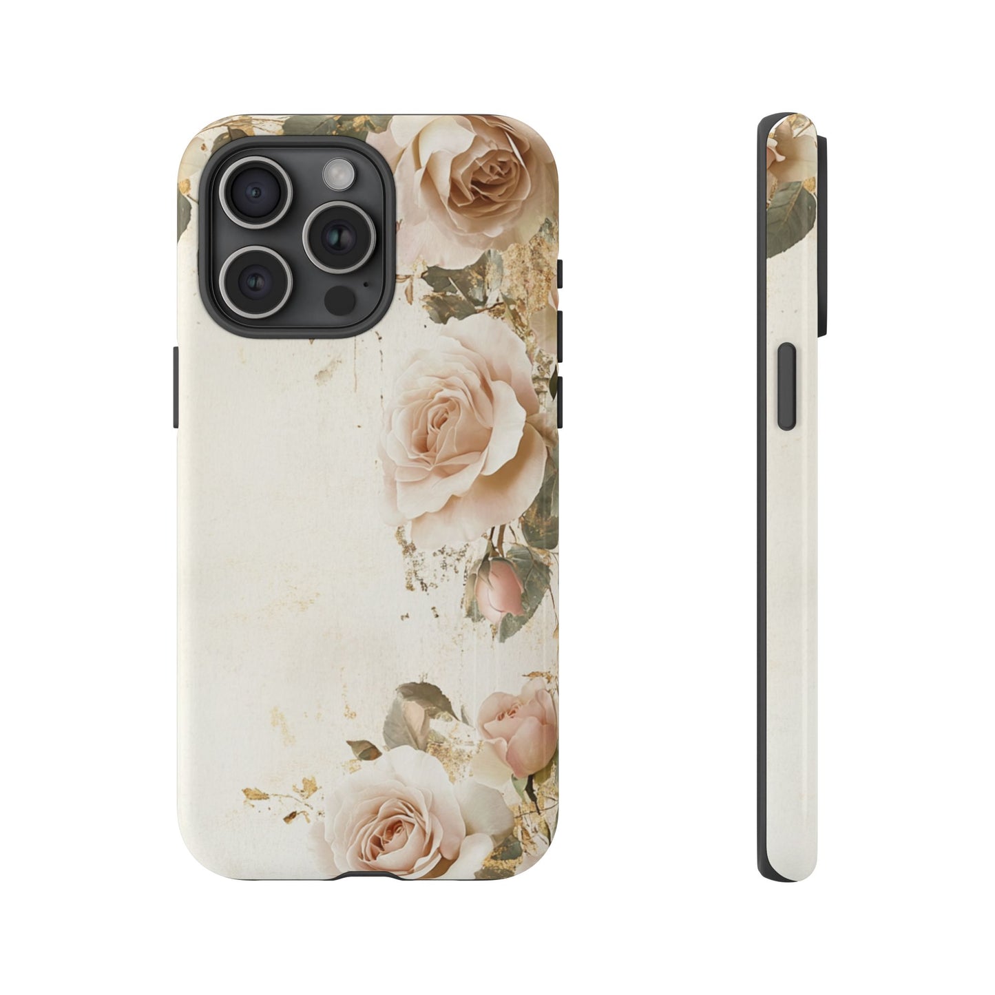 Antique Floral Tough Phone Case - Elegant Rose Design
