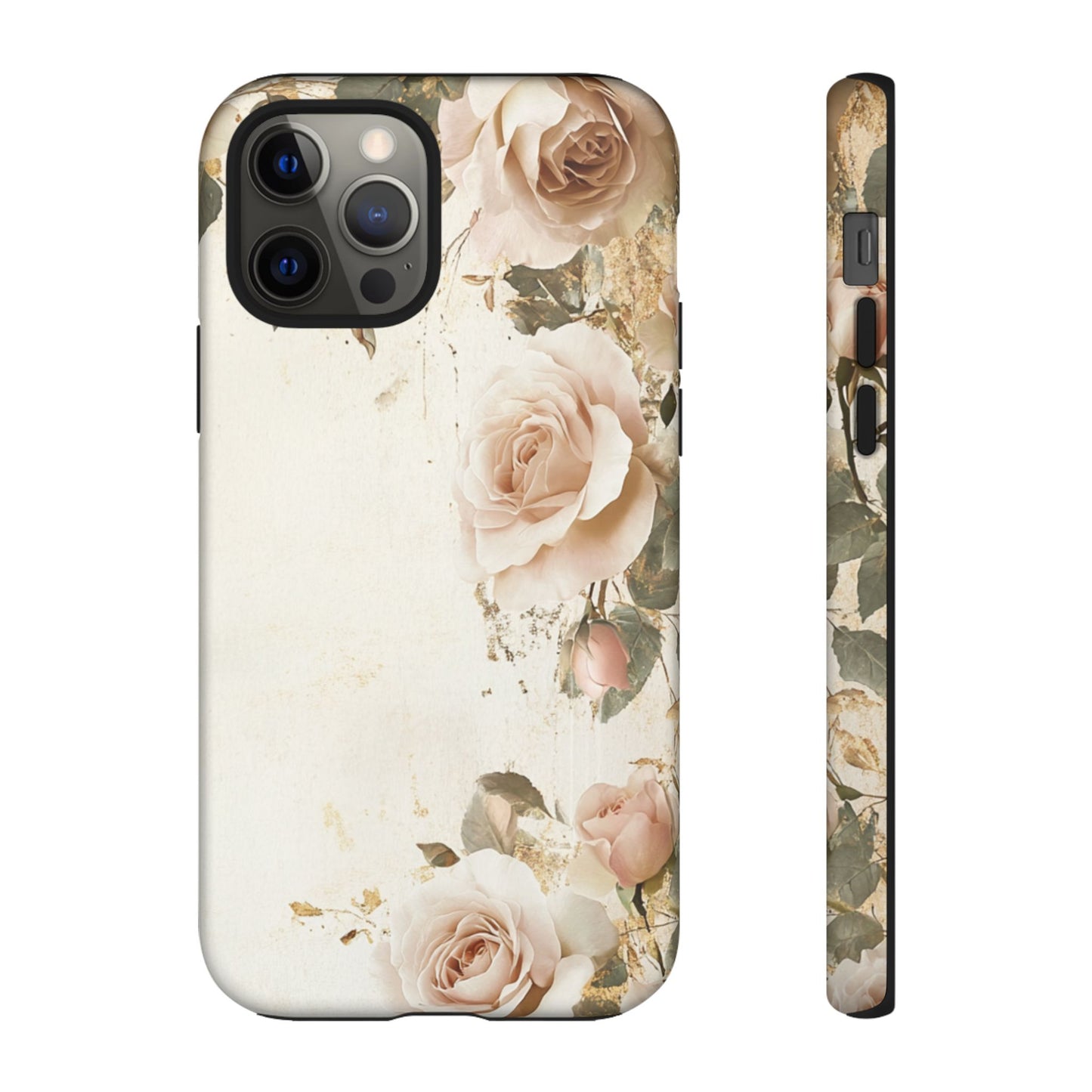 Antique Floral Tough Phone Case - Elegant Rose Design
