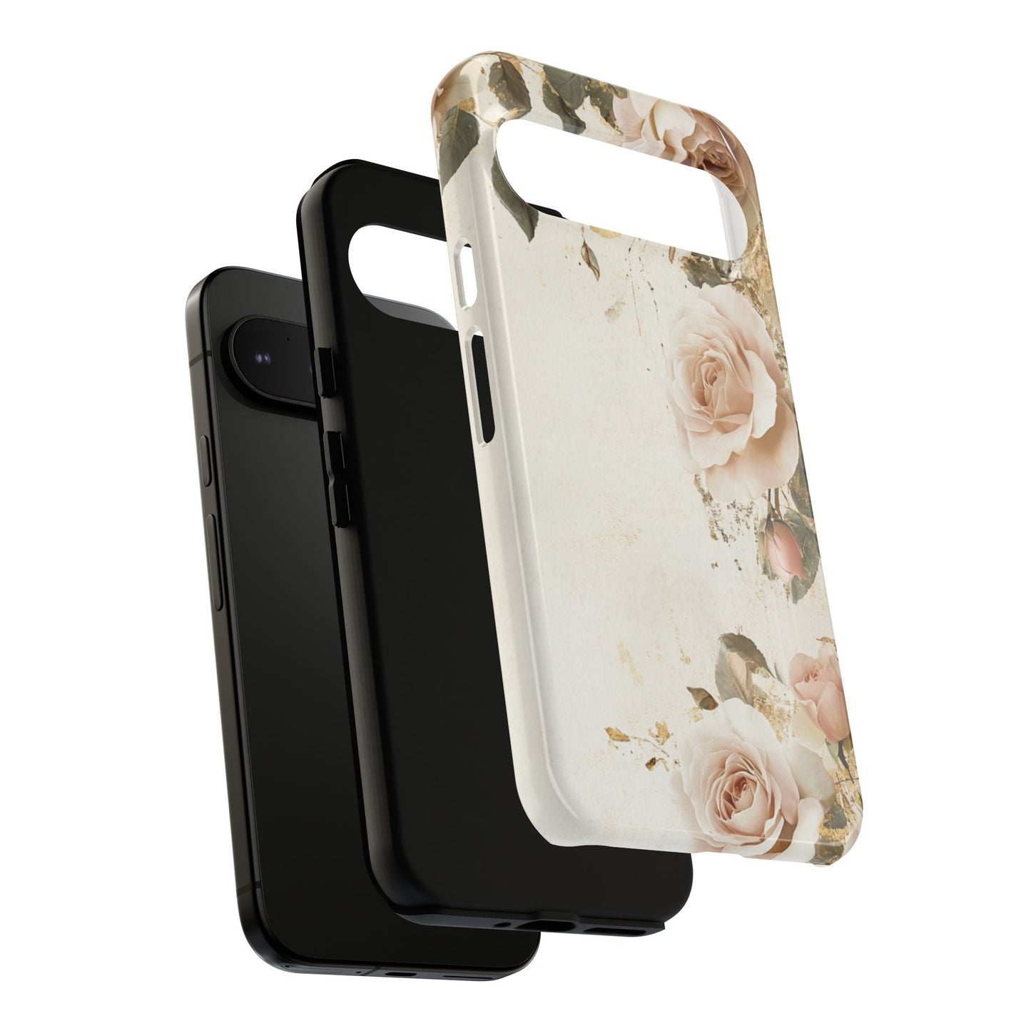 Antique Floral Tough Phone Case - Elegant Rose Design