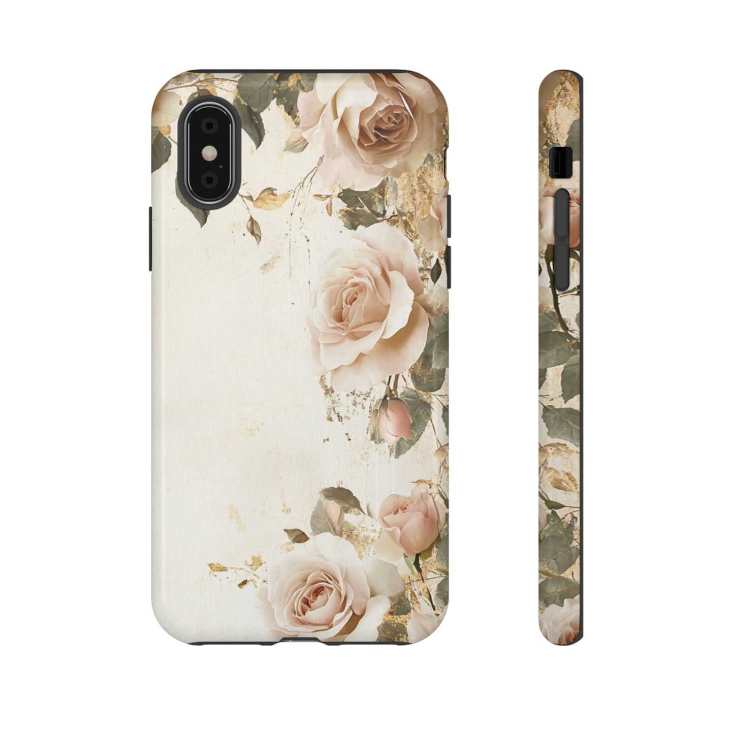Antique Floral Tough Phone Case - Elegant Rose Design
