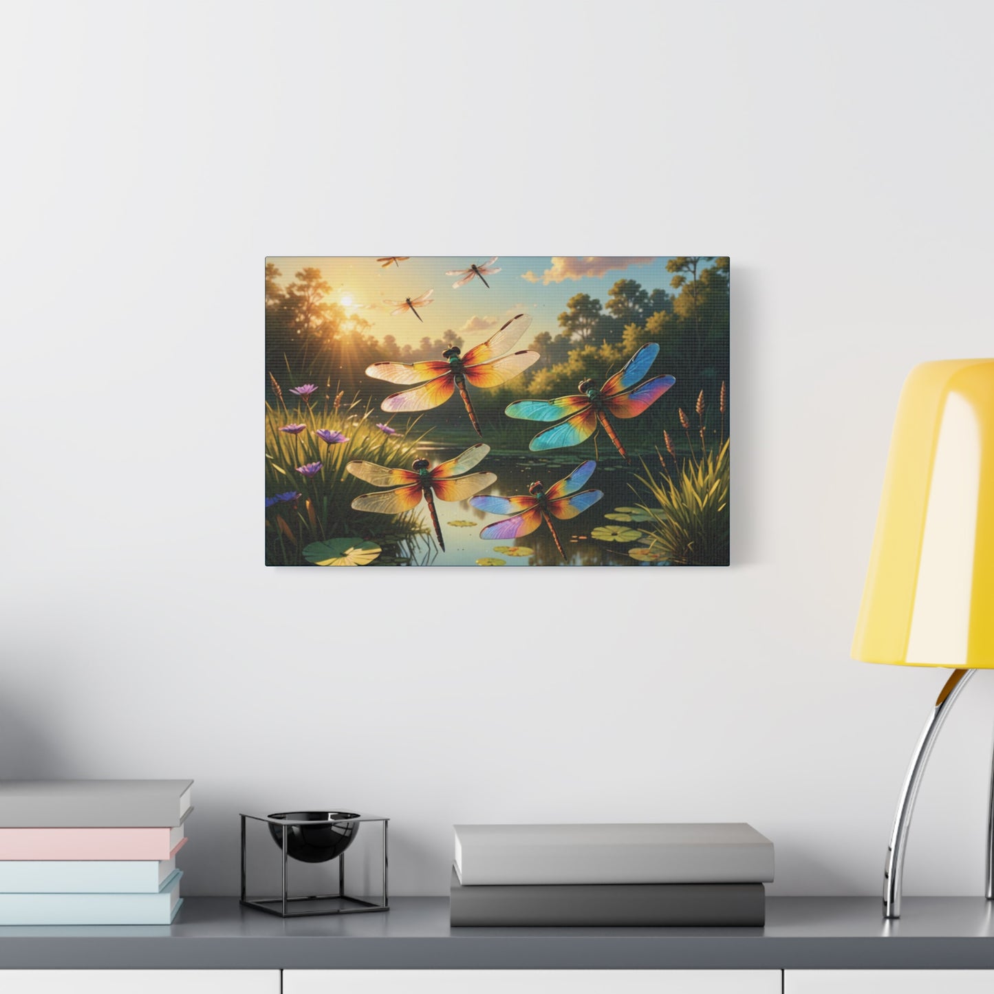 Vibrant Dragonfly Matte Canvas Art - Nature Wall Decor for Home & Office, Sunset, Gift for her, Gift for him