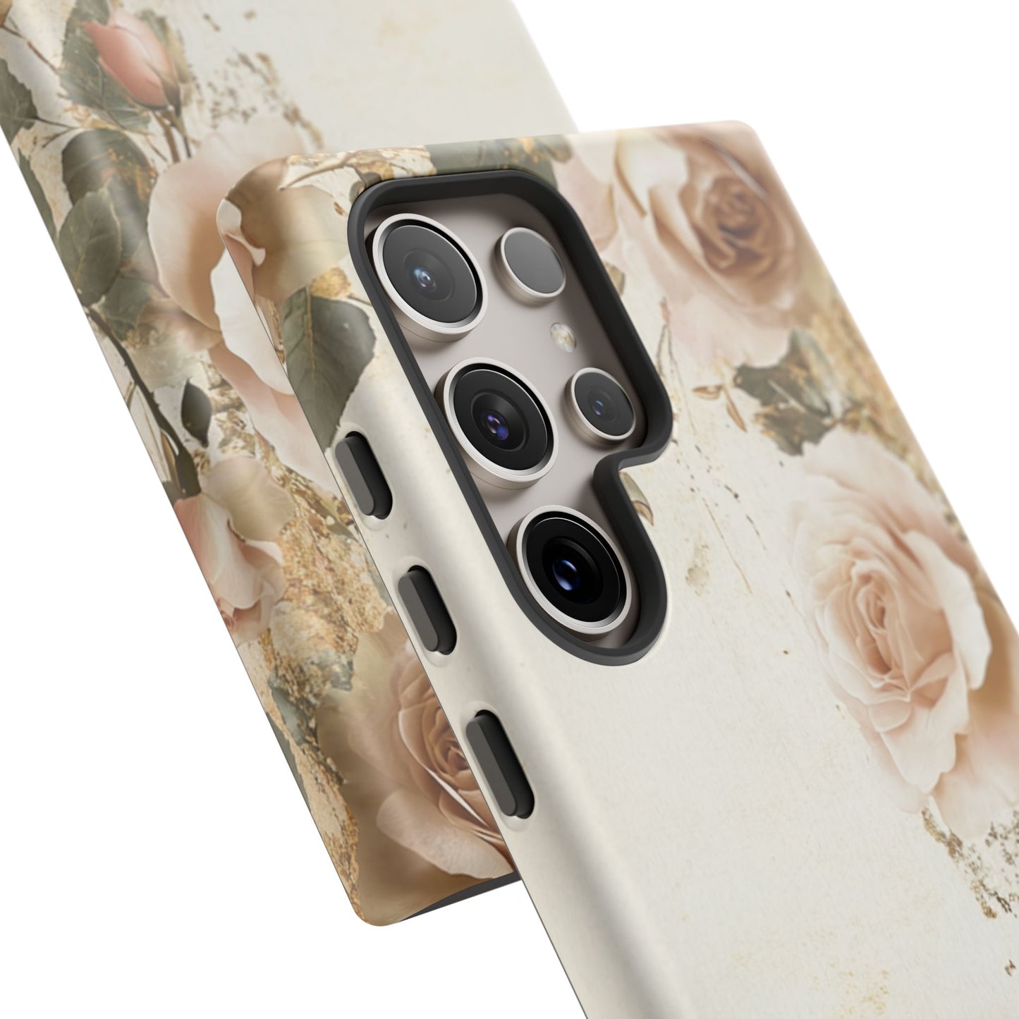 Antique Floral Tough Phone Case - Elegant Rose Design