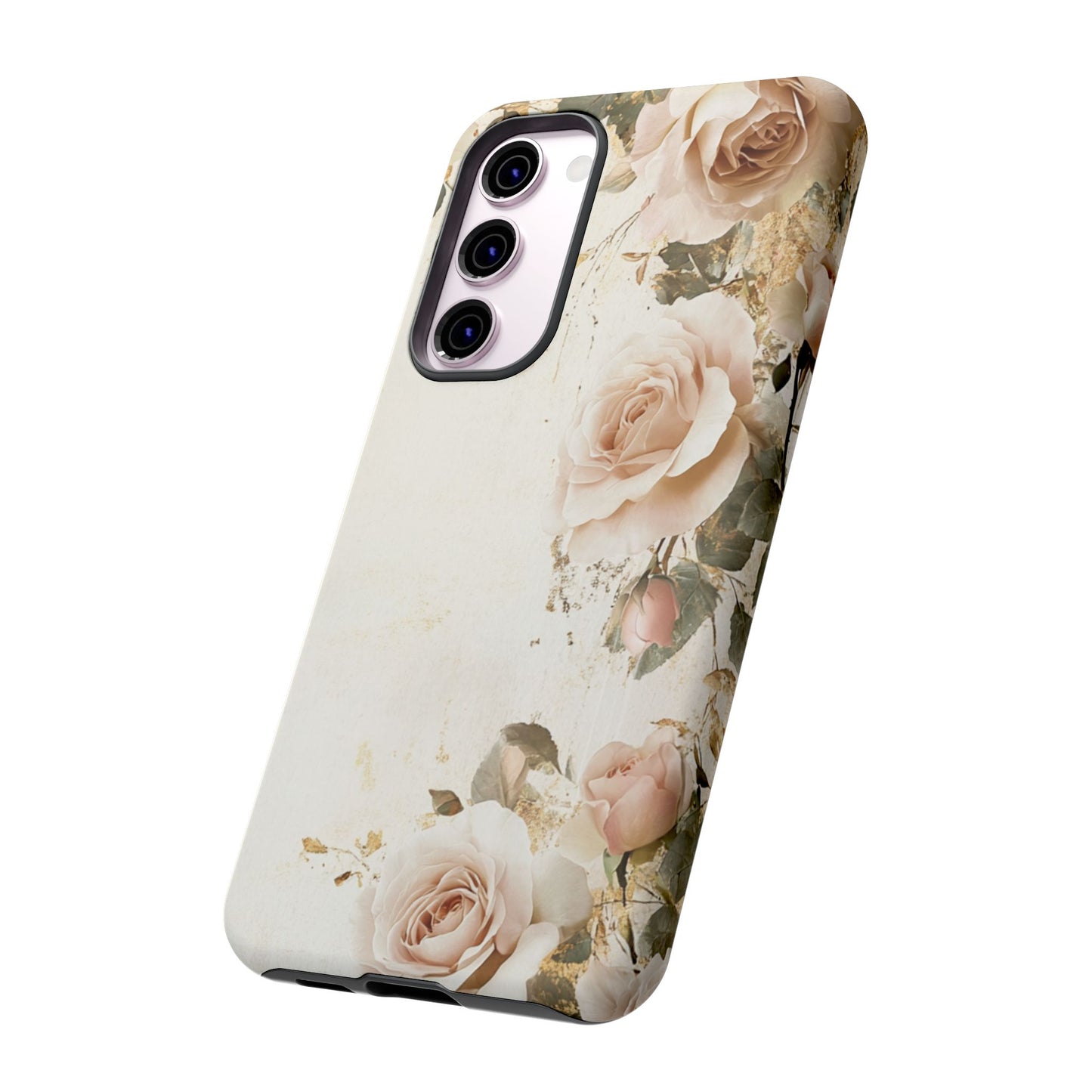 Antique Floral Tough Phone Case - Elegant Rose Design