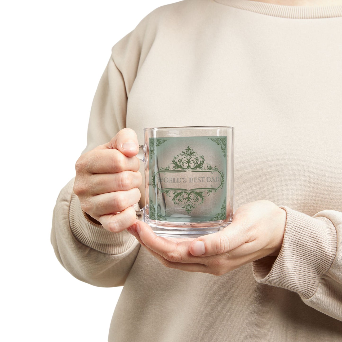 World's Best Dad Personalized Glass Mug, Gift for Father's Day, Unique Drinkware, Birthday, Classical Elegance