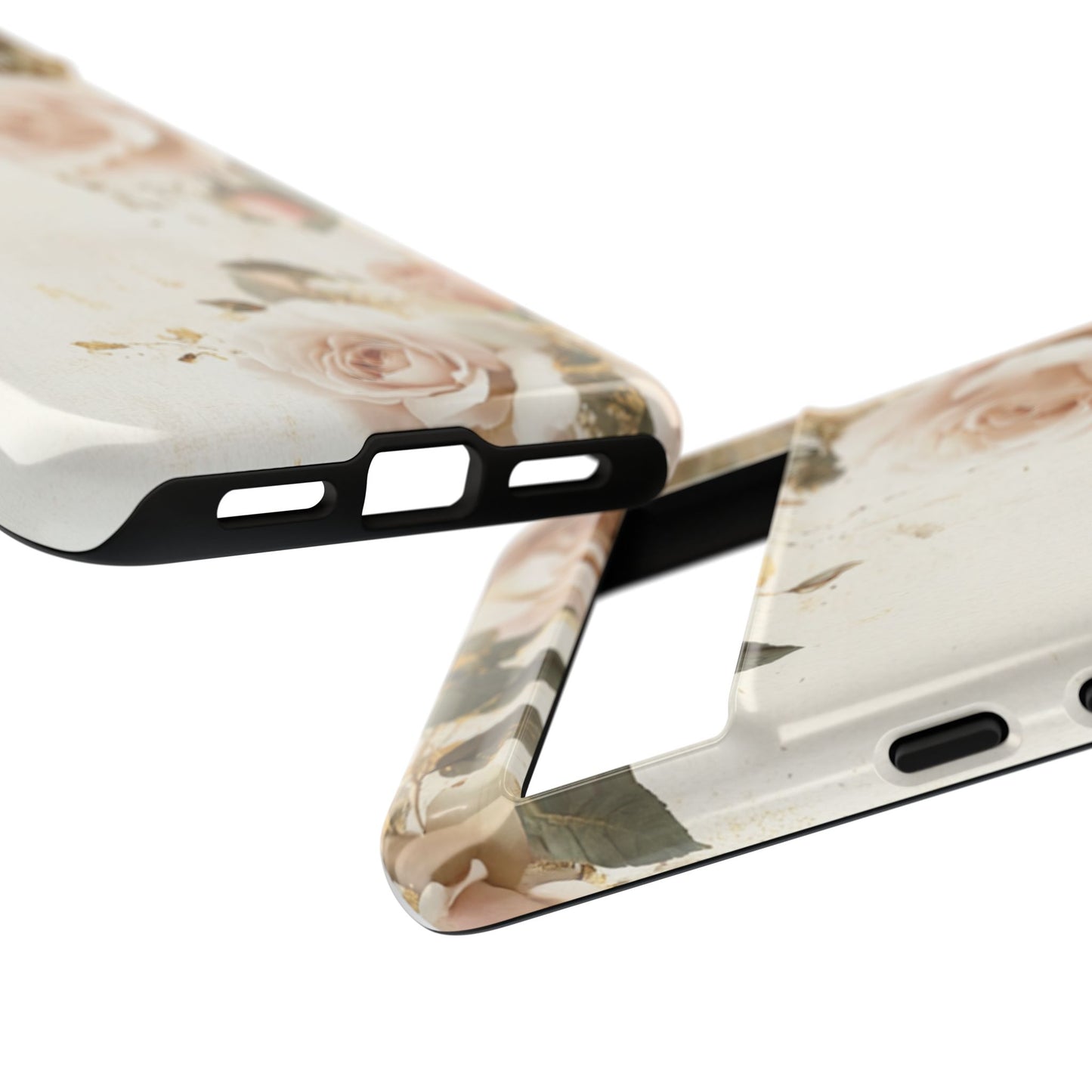 Antique Floral Tough Phone Case - Elegant Rose Design