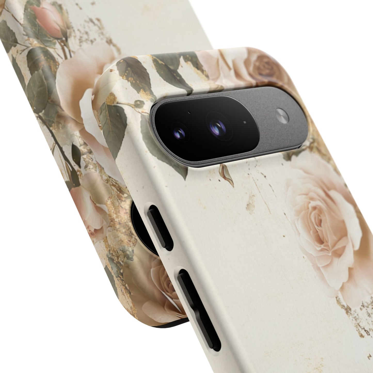 Antique Floral Tough Phone Case - Elegant Rose Design
