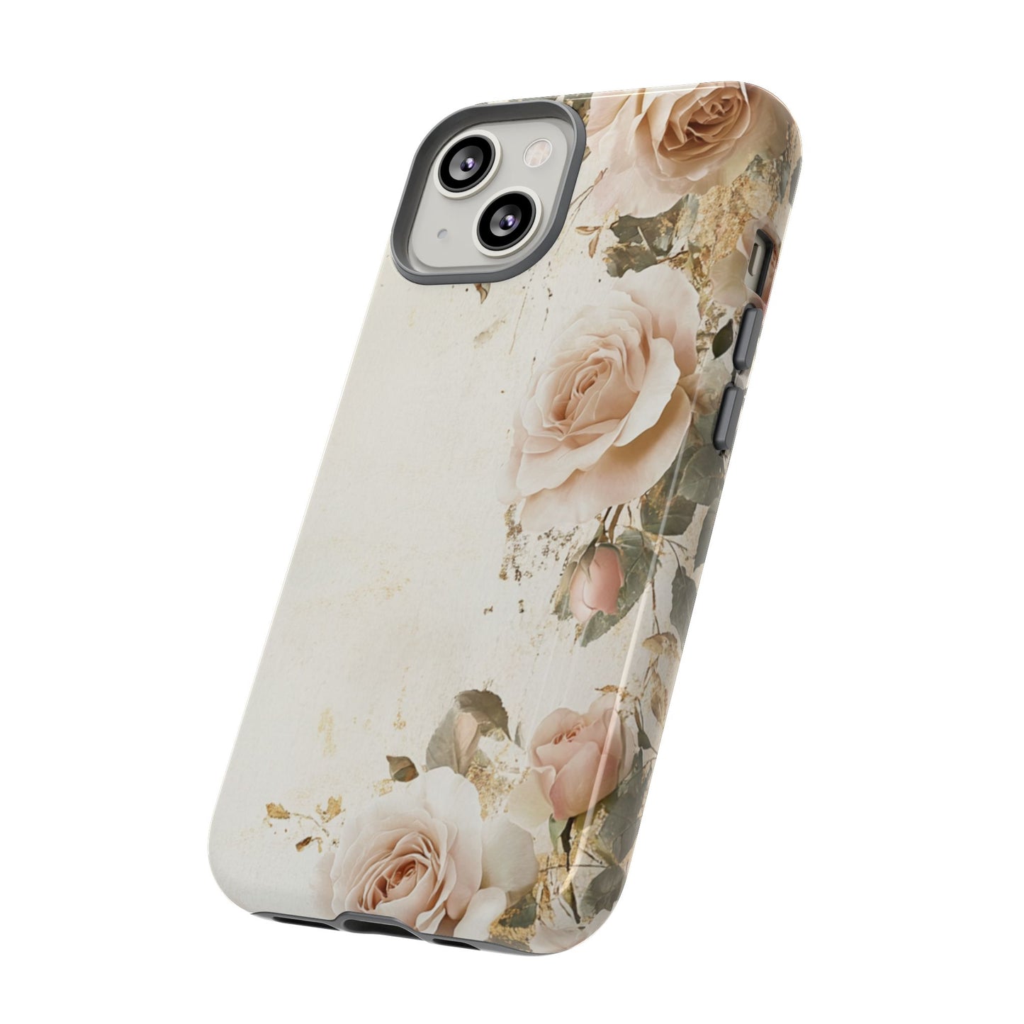 Antique Floral Tough Phone Case - Elegant Rose Design
