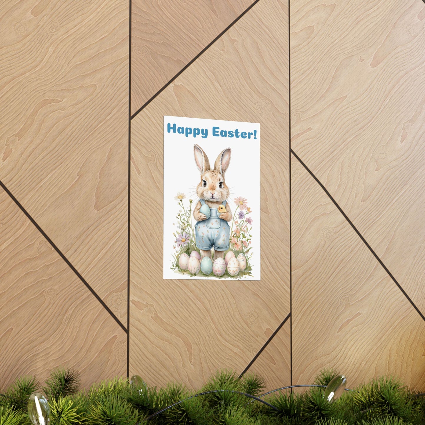 Happy Easter Bunny Poster - Matte Vertical Wall Art for Spring Decor