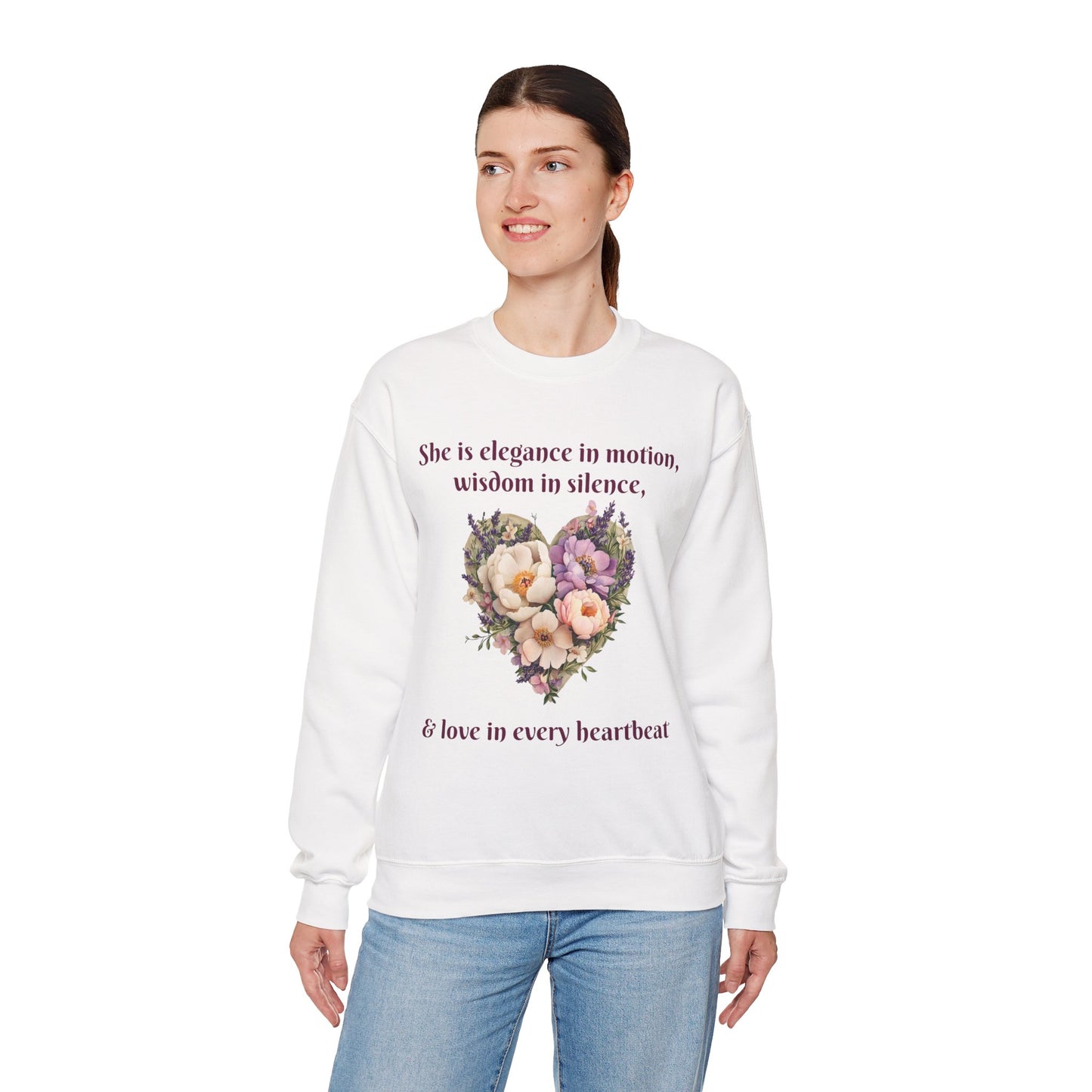 Floral Heart Crewneck Sweatshirt - Inspirational Love Design - Great for Mother's Day
