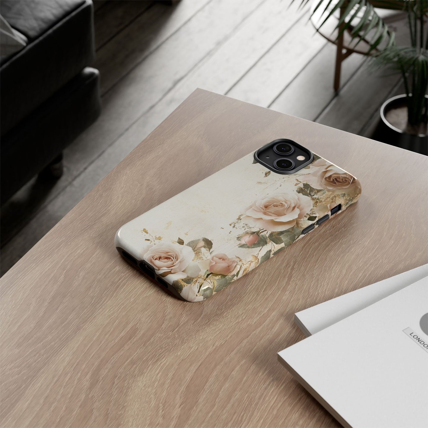 Antique Floral Tough Phone Case - Elegant Rose Design