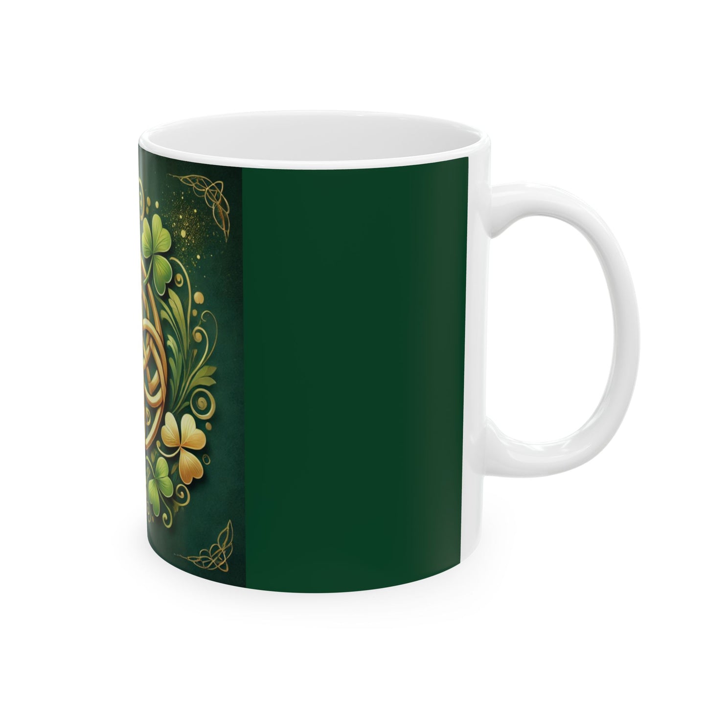 Celtic Knot and Clover Ceramic Mug - Perfect for St. Patrick's Day Celebrations