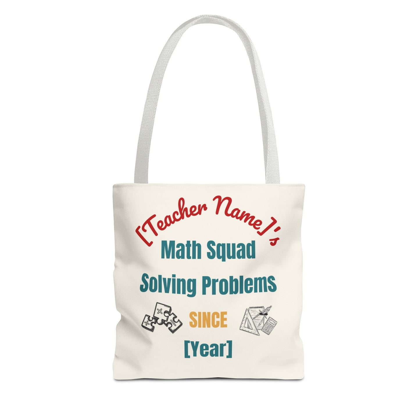 Personalized Teacher Tote Bag, Math Squad Bag, School Supply Tote, Gift for Teachers, Classroom Essentials, Teacher Appreciation