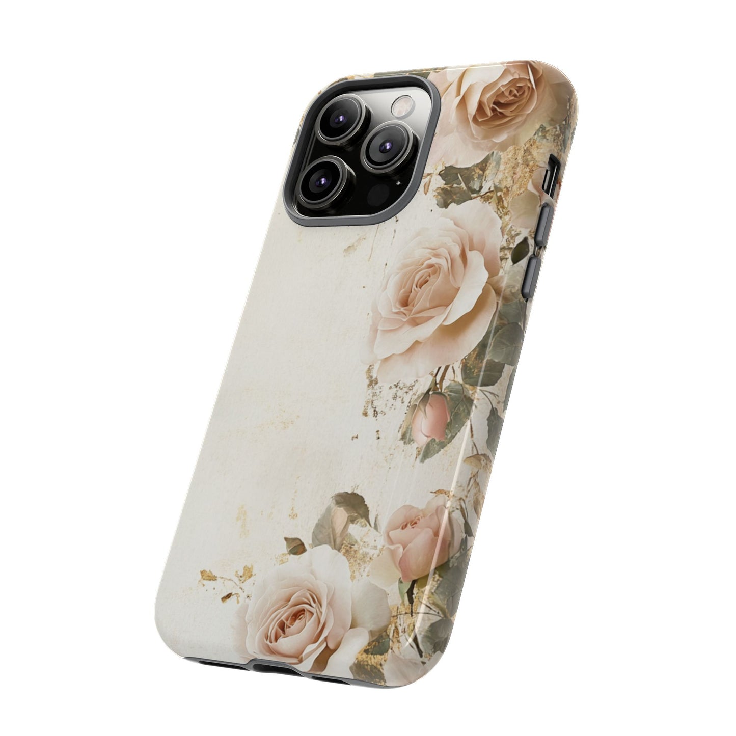 Antique Floral Tough Phone Case - Elegant Rose Design