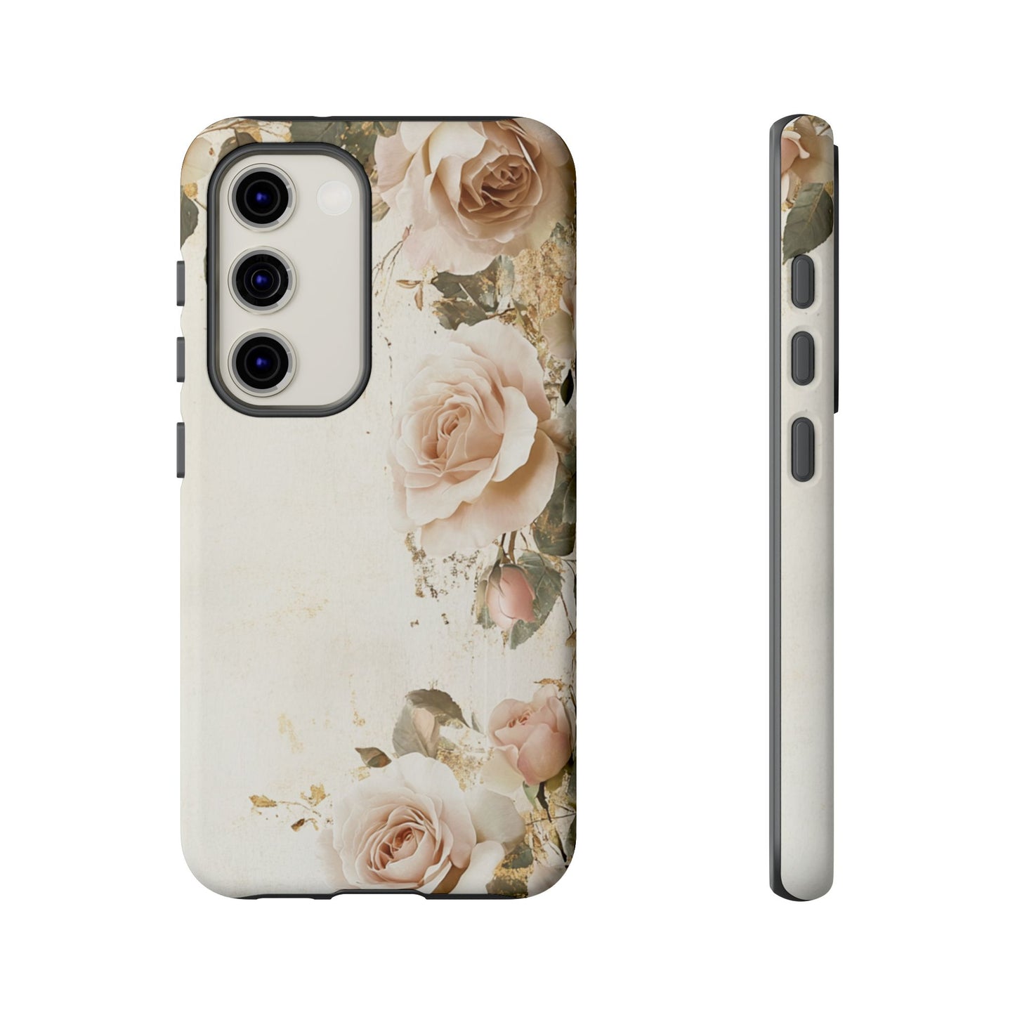 Antique Floral Tough Phone Case - Elegant Rose Design