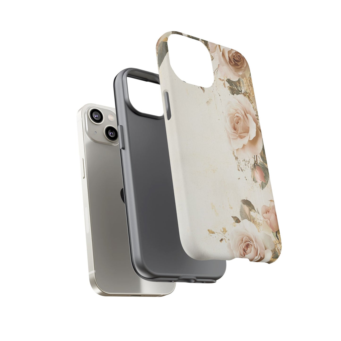 Antique Floral Tough Phone Case - Elegant Rose Design