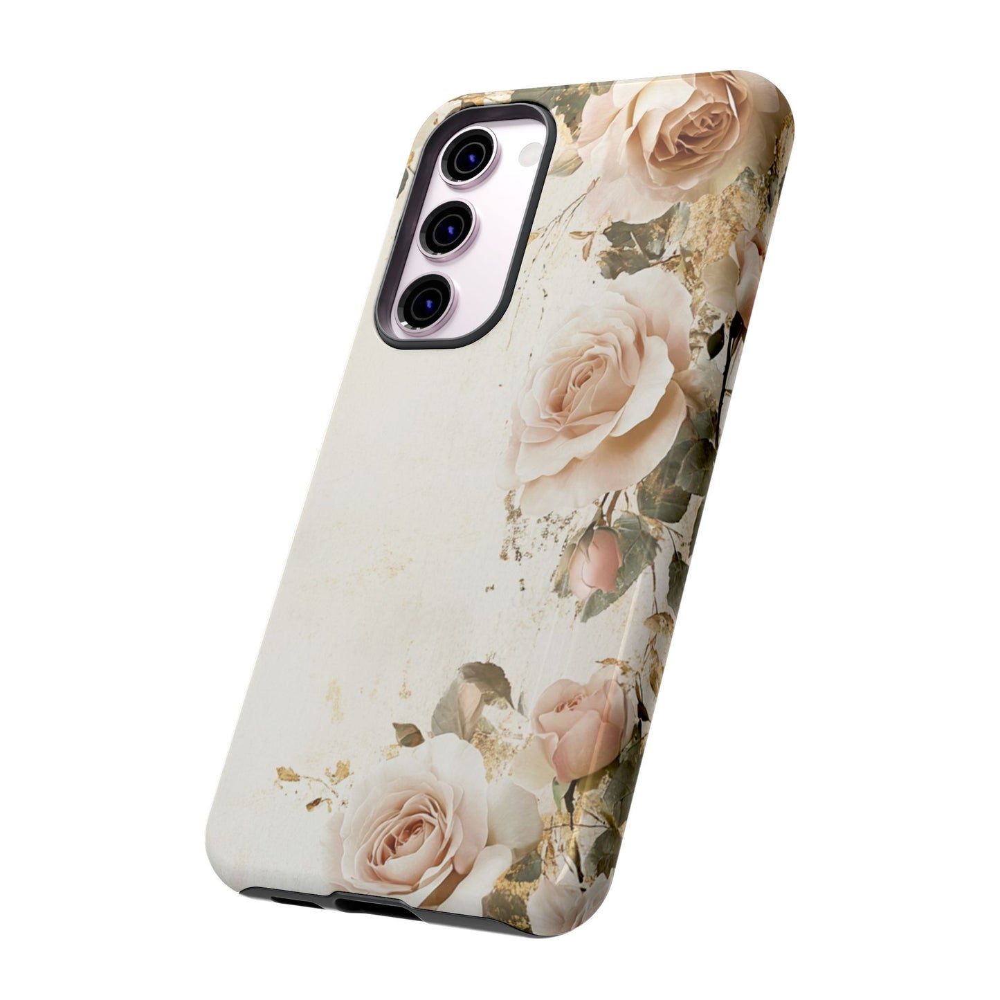 Antique Floral Tough Phone Case - Elegant Rose Design