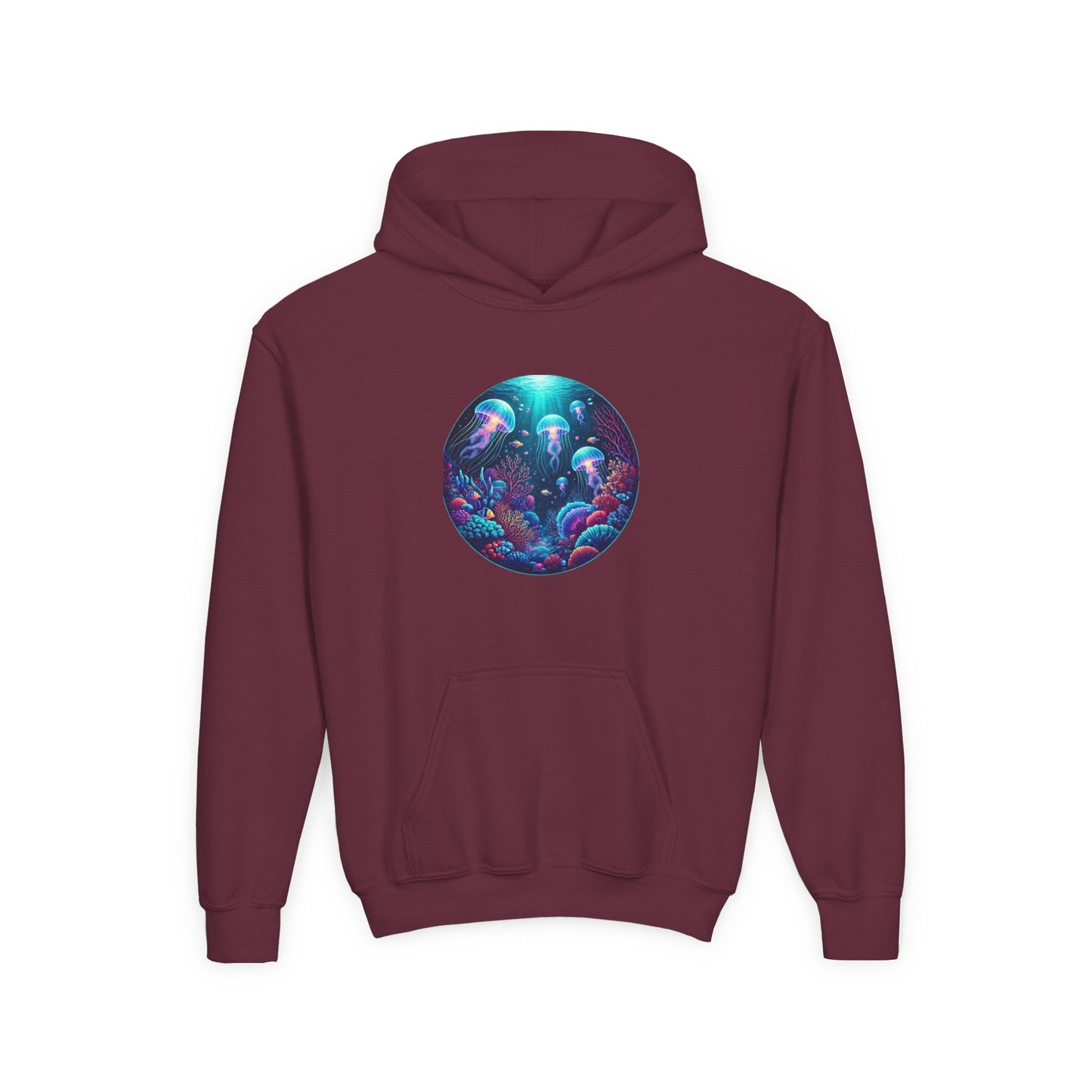 Youth Heavy Blend Hoodie - Vibrant Jellyfish Ocean Design