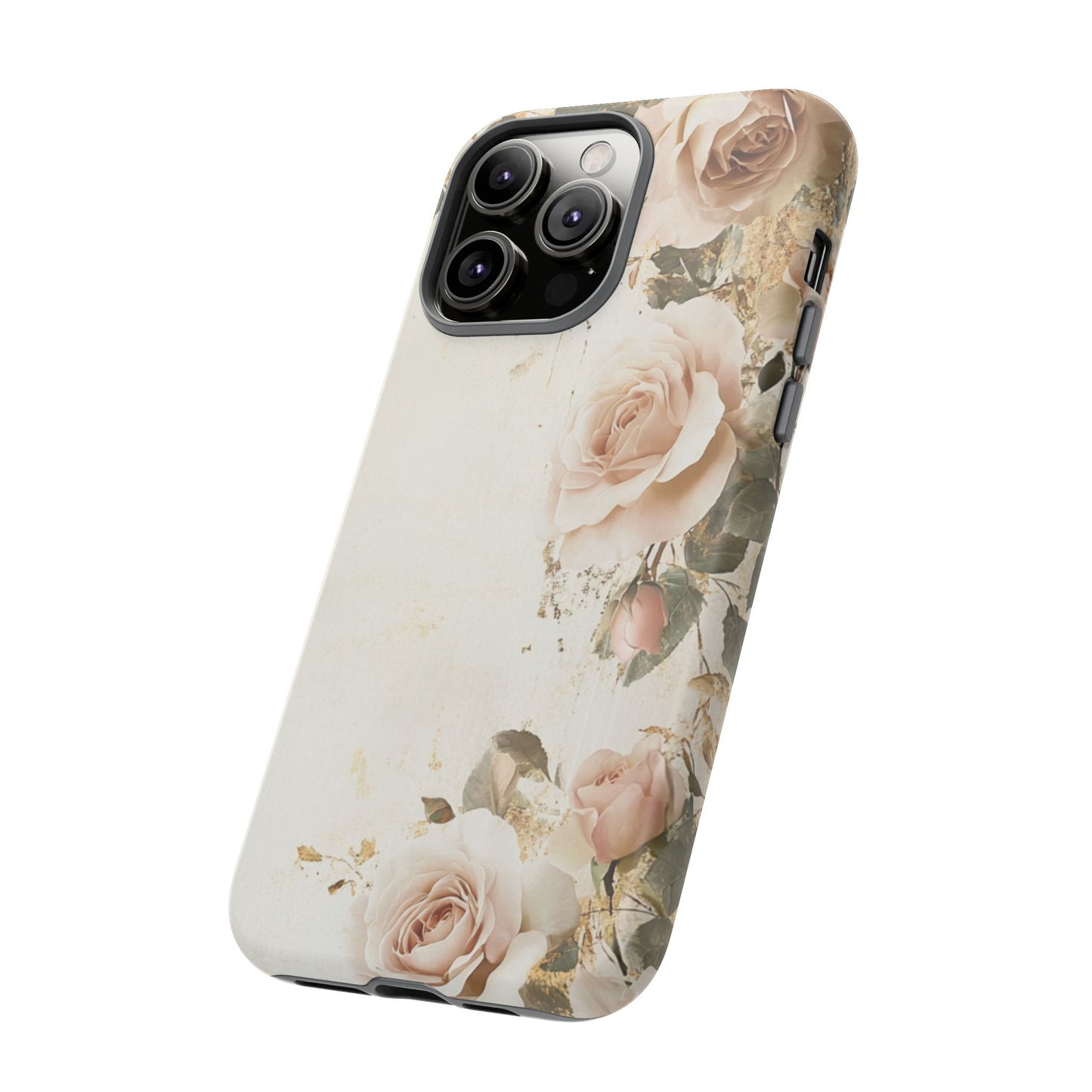 Antique Floral Tough Phone Case - Elegant Rose Design