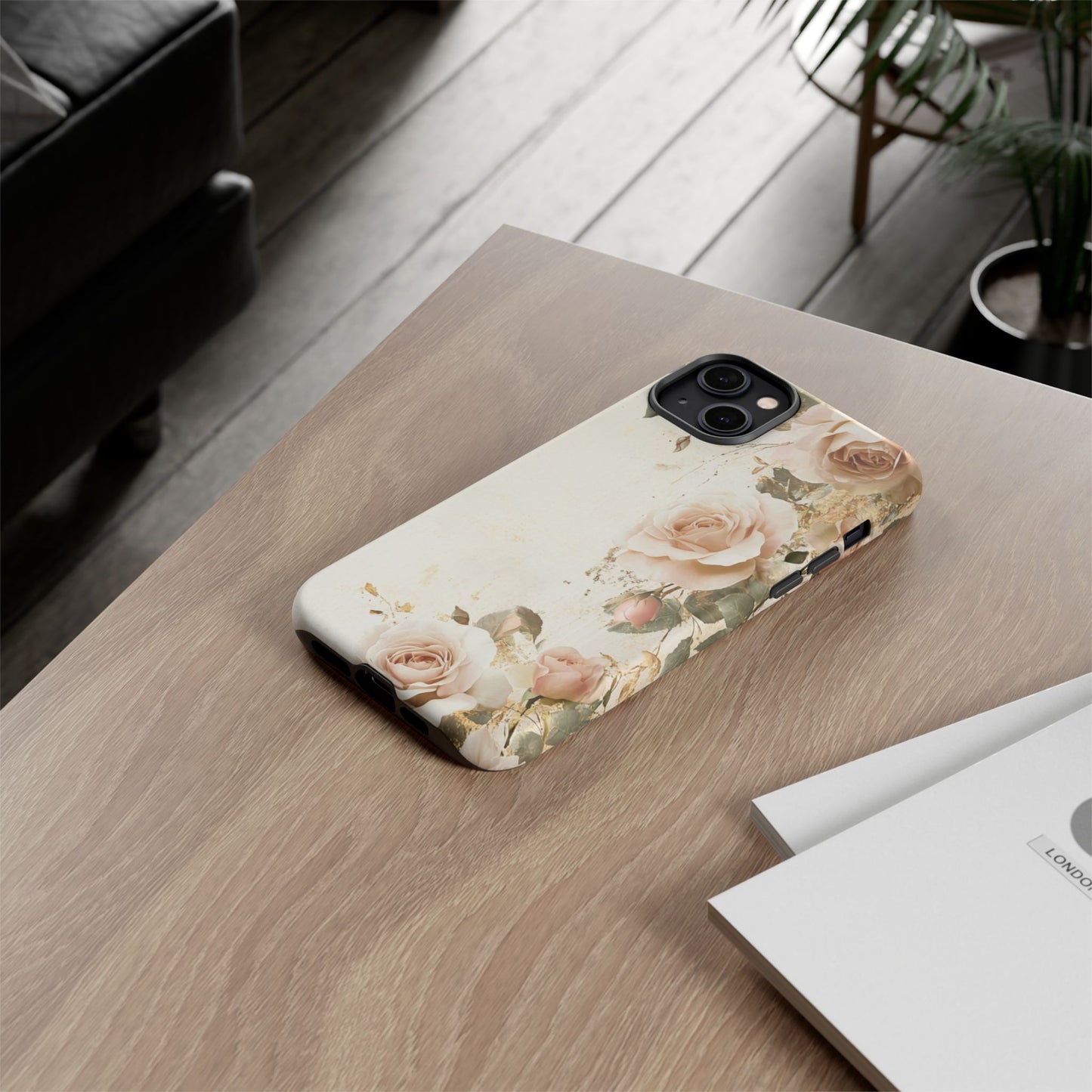 Antique Floral Tough Phone Case - Elegant Rose Design