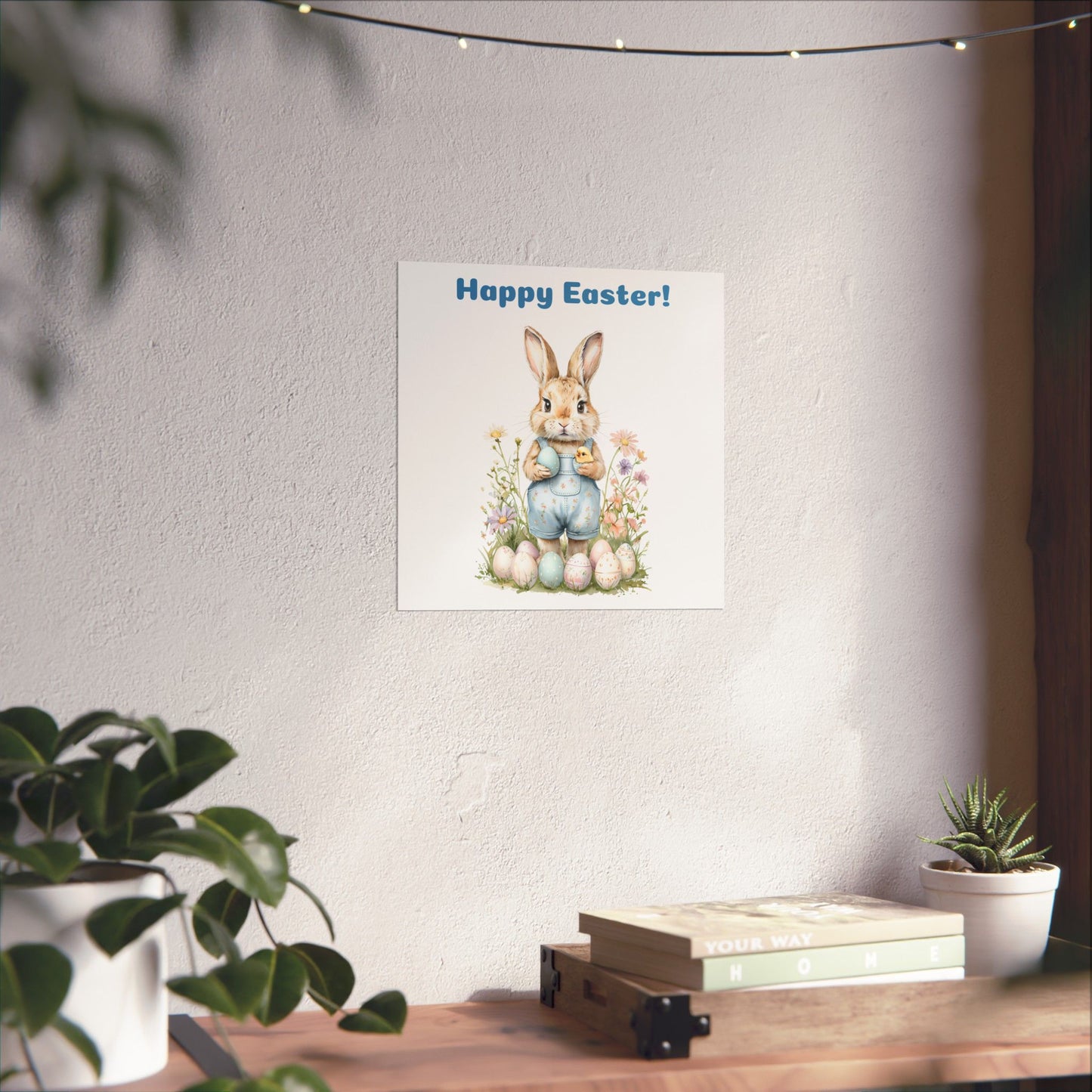 Happy Easter Bunny Poster - Matte Vertical Wall Art for Spring Decor