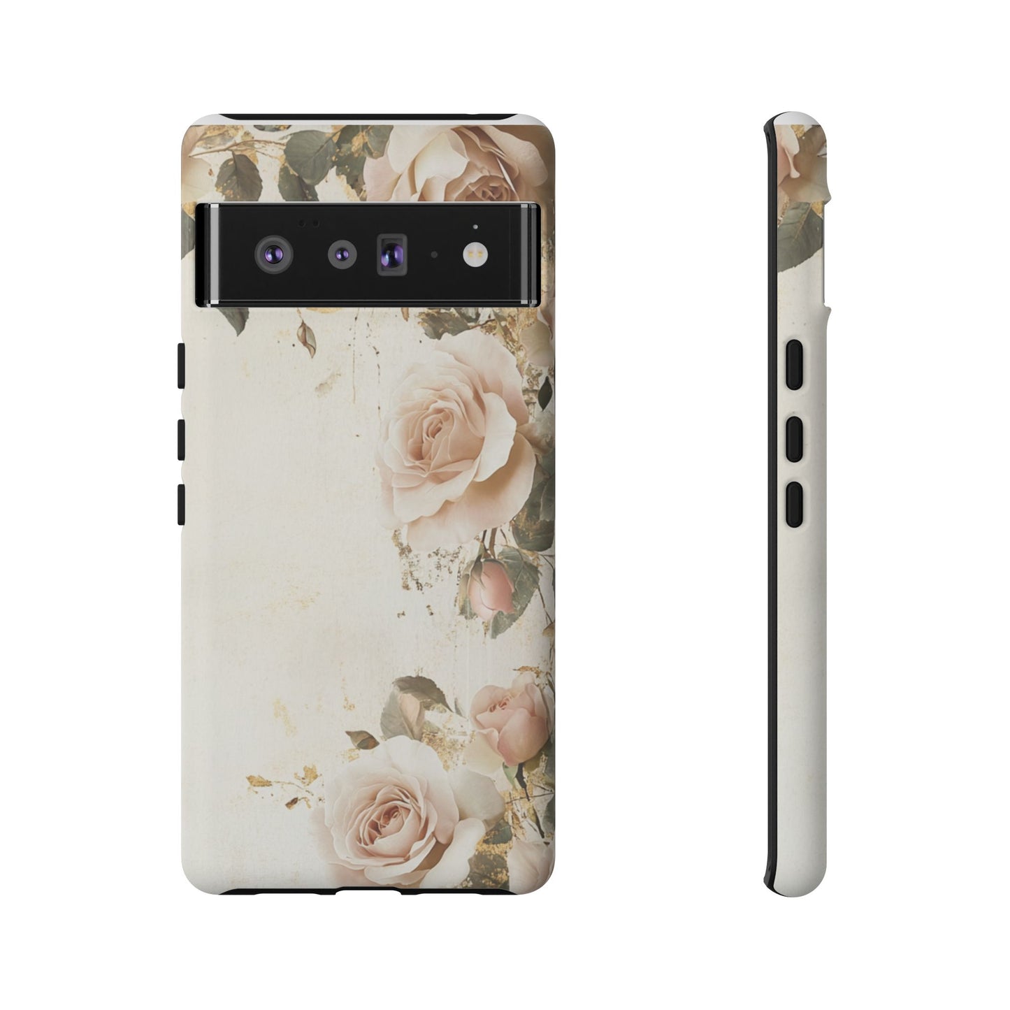 Antique Floral Tough Phone Case - Elegant Rose Design