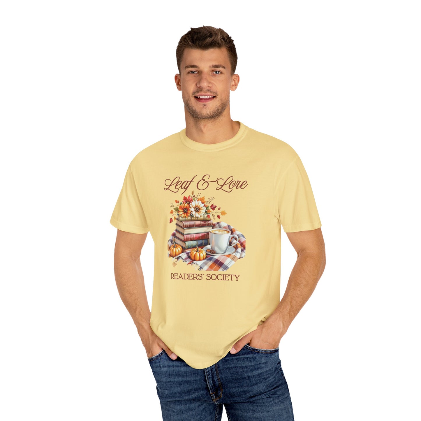 Cozy Book Lover Tee Unisex T-shirt Literary Apparel Leaf and Lore Readers' Society Autumn Vibes Gift Comfort Colours Shirt